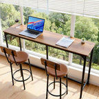 VEVOR Bar Table, Sturdy Metal Frame High Top Pub Table, Small Kitchen Dining, Cocktail Coffee Counter Bar Height Desk, Easy to Assemble, 63x16x36 in, for Living Room Party, Brown