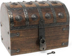 Nautical Cove Keepsake Wooden Treasure Chest with Antique Jewelry Lock and Key (Large 8 x 6 x 6) – Decorative Box, Pirate Wooden Chest, Wood Box with Lid, Rustic Storage Chest
