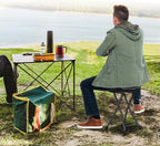 Giantex Folding Stool Set of 2, 18” Height Foldable Bar Stools, Portable Folding Chairs with Built-in Carry Handle, 330lbs Capacity, Indoor & Outdoor Round Stools for Camping RV Party Event (2, Black)