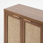 OAKHAM HOME Rattan Sideboard Cabinet with Storage, Buffet Cabinet with 2 Soft-Close Doors, Adjustable Shelves and 110 lbs Top, Storage Cabinet for Living Room, Kitchen, Entryway, Brown