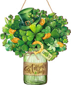 Boao St. Patrick's Day Welcome Sign Wooden Hanging Decor Farmhouse Rustic Door Decoration St. Patrick's Day Wreath Sign with Bow Ornament for Holiday Irish Home Indoor Outdoor Farmhouse Window