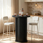 Tribesigns Round Bar Table, 35.4" Bar Height Bistro Pub Table with 3-Tier Hidden Storage & Slide Door, Wood High Top Cocktail Table for Home Bar, Kitchen, Small Space