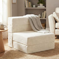 JKMAX Single Size Folding Sofa Bed - 4 in 1 Convertible Sleeper Chair - High Density Memory Foam Futon Couch - Foldable Bed for Living Room Bedroom (Beige)