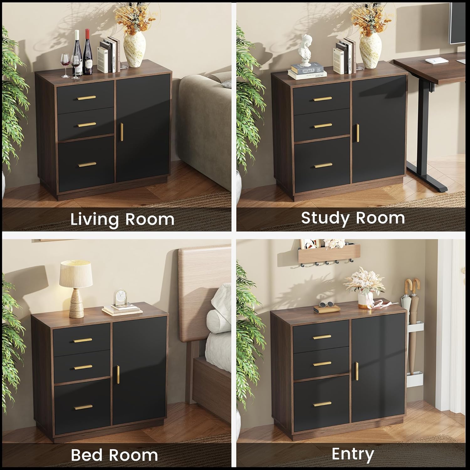 ModernMate 3 Drawer Office File Cabinet with Shelves, MDF Home Office Organizer, Compact Filing Cabinet for Bedroom Living Room, Adjustable Shelf, Anti-Tip Kit Included, 31.5" W x 13.8" D x 30" H