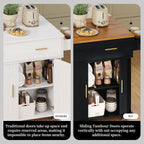 DHH Rolling Kitchen Island with Drop Leaf Countertop&Ample Storage - 39.4" Small Mobile Kitchen Cart On Wheels with Sliding Door,Drawers,Spice Rack & 2-Tier Storage(Black)