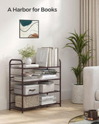 SONGMICS Stackable Shoe Rack, 4 Tier Metal Shoes Rack Storage Shelf, Holds up to 16 Pairs Shoes, Adjustable Slanted Shelves Tower Organizer for Closet Entryway Small Spaces, Bronze