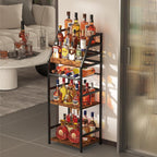 Trapezoid Liquor Wine Rack - Stepped Freestanding Design for Home - Fits Living RoomCorners (Whiskey & Wine Storage)