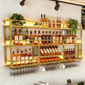 59in Wall Mounted Wine Rack, Floating Industrial Liquor Glass Holder 3 Tiers, Large Metal Wine Bottle Display Rack Hanging Shelf, for Home Bar Dining Room Decorative