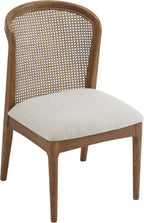 Christopher Knight Home Lilia Dining Chairs Set of 2, Modern Dining Chair with Fabric Upholstery, Rubberwood Frame Kitchen Chairs with Cane Webbing, Extra Seat for Dining Room, Beige + Walnut