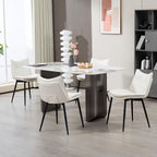 AVAWING Dining Chairs Set of 4, Faux Leather Upholstered Kitchen Chairs with Button Tufted Back and Adjustable Footpads, Armless Accent Chairs for Dining Room and Living Room, White