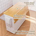 SUNLEI Kitchen Island with Storage Cabinet & Foldable Drop Leaf, Buffet Sideboard Cabinet, Cart Handle for Towel Rack, Drop Leaf, Portable Islands for Kitchen (Stylish White, 39.7-INCH)