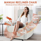 Chair, Rocking, PU Leather Nursery Glider, Manual Rocker Chair for Adults, 150 Degree Recline, Wide Armrests, Living Room Bedroom Home Theater, Light Gray