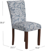 HomePop Classic Parsons Dining Chair -Denim Jacobean Print (Set of 2)