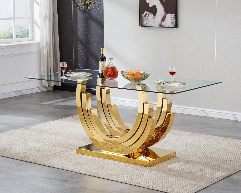 HomVent 5 Piece Glass Dining Table Set for 4, Kitchen Dining Table Set with Dining Chairs, Glass Dining Room Table Set for Dining Room Kitchen