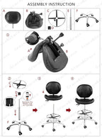 Grace&Grace Drafting Chair Adjustable Tall Shop Stool, Rolling Chair with Backrest and Footrest for Computer, Studio, Workshop, Classroom, Lab, Counter, Home Office (Black)