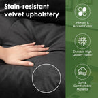 Vongrasig Futon Sofa Bed Velvet Futon Couch with Adjustable Backrest, Small Convertible Folding Sleeper Sofa Bed, Modern Loveseat for Living Room, Bedroom and Small Space, (Black)