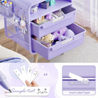 SYKIARIOL Kids Nightstand, Girls Bedside Table, Night Side Table | Kids Night Stand, End Tables Bedroom, Purple Cute Nightstand with Storage Drawer for Girls
