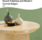 Round End Table, Modern Farmhouse Side Table with Vertical Slatted Base & Wood Grain, Compact Accent Table (19.68" L x 19.68" W x 23.62" H), Anti-Scratch Octagonal Base, Easy Assembly