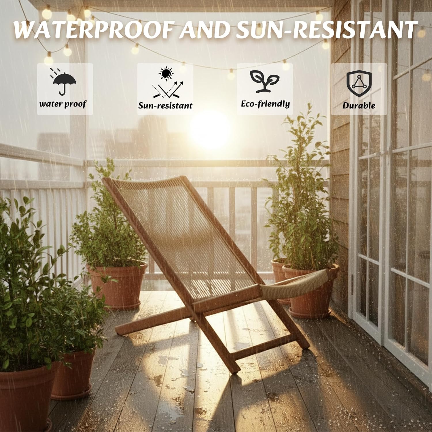 Rocking Balcony Chairs & Lounge Chairs, PE Wickerwork Outdoor Furniture Set, Beige, All-Weather, 330lb Load-Bearing, Ideal for Balcony, Patio, Living Room, and Bedroom