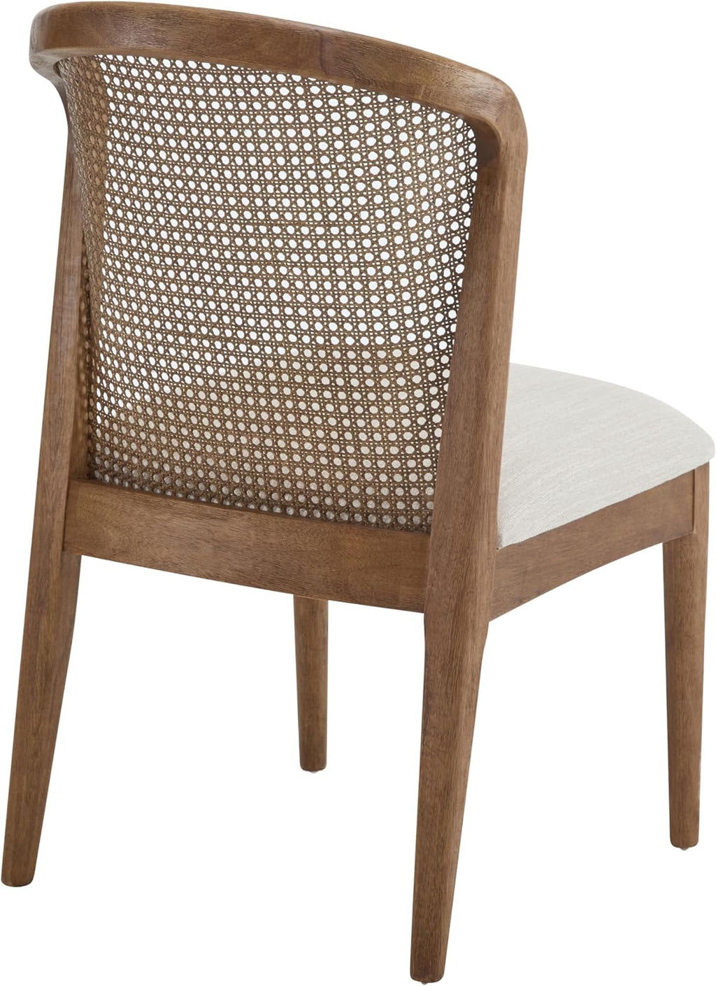 Christopher Knight Home Lilia Dining Chairs Set of 2, Modern Dining Chair with Fabric Upholstery, Rubberwood Frame Kitchen Chairs with Cane Webbing, Extra Seat for Dining Room, Beige + Walnut