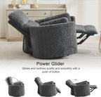 Nursery Rocking Chair, Boucle Upholstery Recliner with 2 Pillow, Swivel Glider Reclinerr, Power Reclining Sofa Chair for Living Room/Office/Apartment/Dark Gray