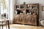 Kitchen Pantry Storage Cabinet with Microwave Stand & Coffee Bar Cabinet,Ample Storage Space with Countertop and 4 Doors, Multi-Scene Use As Hutch or Bar Cabinet, Easy Assembly