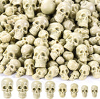 Vellibring 150 PCS Halloween Mini Skull Heads Decoration, Plastic Miniature Decorative Skulls Halloween DIY Resin Skeleton Head Figurines for Halloween Vase Filler Trick Party Table Decor