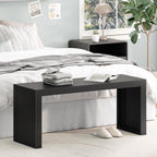 Bamboo Dining Bench, 35-inch Sleek Design Entryway Shoe Rack Bench, Indoor Kitchen Table Bench, Waterproof Outdoor Bench, Black