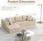 Realbear 108" Cloud Sectional Boneless Couch Sofa with L-Shape Chaise, Modular Sectional Couch with Deep Seat for Living Room Bedroom, No Assembly Required (Beige, 108" Left Facing Chaise)