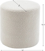 KINWELL Modern Round Boucle Upholstered Ottoman Set of 2, Multi-Functional Sofa Footrest, Side Table, Extra Seating for Living Room, Bedroom, Entryway (Cream White, 18" Dx 18" W x 18.3" H)
