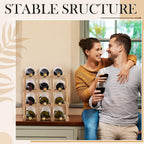 Juexica 1 Pcs 12 Bottles Wooden Wine Rack Sturdy and Durable for Inside Cabinet Stackable Countertop Modular Wine Storage Rack DIY Assembly Bottle Holder for Cellar (Natural Color)