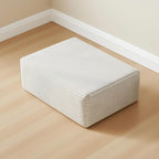 37.4" Plush Corduroy Ottoman, Upholstered Cloud Ottoman for Boneless Couch in a Box, Modular Sectional Couches for Living Room, Compressed Memory Foam, No Assembly Require, White