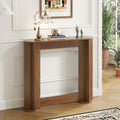 35 Inch Small Narrow Console Table Behind Couch, Mid-Century Modern Fluted Skinny Entryway Table, Slim Sofa Table for Hallway, Living Room, Wood, Brown, Walnut