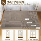 Front Door Mat 17''x30'', Absorbent Dirt Resist Washable Non Slip Low-Profile Indoor Doormat, Easy Clean Welcome Entryway Door Mats, Brown
