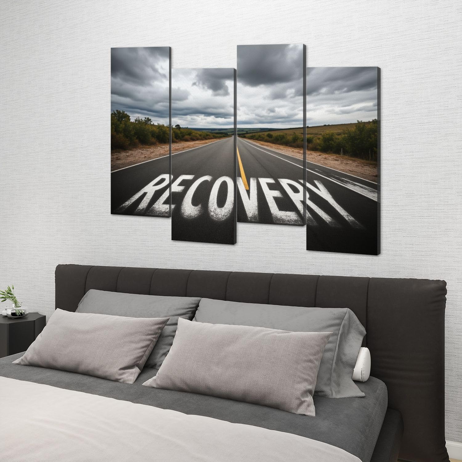 4 Pcs Canvas Wall Art Recovery sign Photo Prints Realism Stretched and Framed Artworks Modern Wall Decor for Living Room Bedroom Office