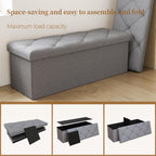 Folding Ottoman with Storage Bench,Storage Ottoman Bench,30 Inches Ottoman Foot Rest,End of Bed Bench,Support 660LBS Foot Rest Stool for Living Room,Bedroom,Home Office,Dark Gray（30Wx15Dx15H