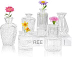 6Pcs Glass Bud Vase Set,Small Flower Vase for Tables Centerpieces Decor, Mini Vintage Clear Vase for Home,Wedding,Party Decorations