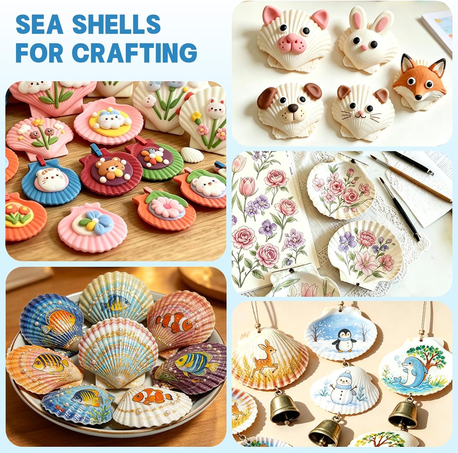 20 PCS Natural Scallop Shells for Crafts, 3-4 inches White Seashells for DIY Painting, Decoupage, Beach Wedding & Home Decor, Bulk Scallop Shells 8-10cm