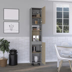 Kitchen Pantry, Double Door, Six Shelves -Light Pine,for Kitchen