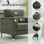 Oversized Accent Chair with Metal Legs,Comfy Armchair and a Half,Modern Century Single Sofa Extra Large Reading Club Chair for Bedroom,Living Room,and Apartment,Chenille,Green