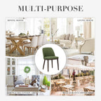 COLAMY Upholstered Dining Chairs Set of 4, Modern Kitchen Chairs with Back, Fabric Side Dining Room Chairs with Wood Legs for Farmhouce Restaurant, Green
