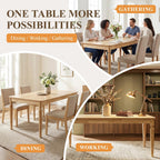 chairus 59" Solid Wood Dining Table for 4-6 People, Farmhouse Kitchen Table with Turned Legs, Sturdy Rectangular Wooden Dining Room Table for Kitchen, Dining Room & Family Gatherings, Natural Finish