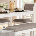 Signature Design by Ashley Erinberg Casual Dining Table with 4 Armless Upholstered Chairs and Bench, Set of 6, White & Light Gray