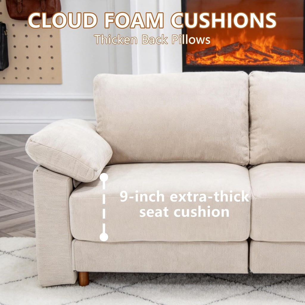 Oversized L Shaped Sectional Couch for Living Room, Extra Large Deep Seat Modular Sectional Sofa with Washable Covers, Modern Cloud Couch for Apartment, Bedroom (Beige, L Shape 4 Seat)