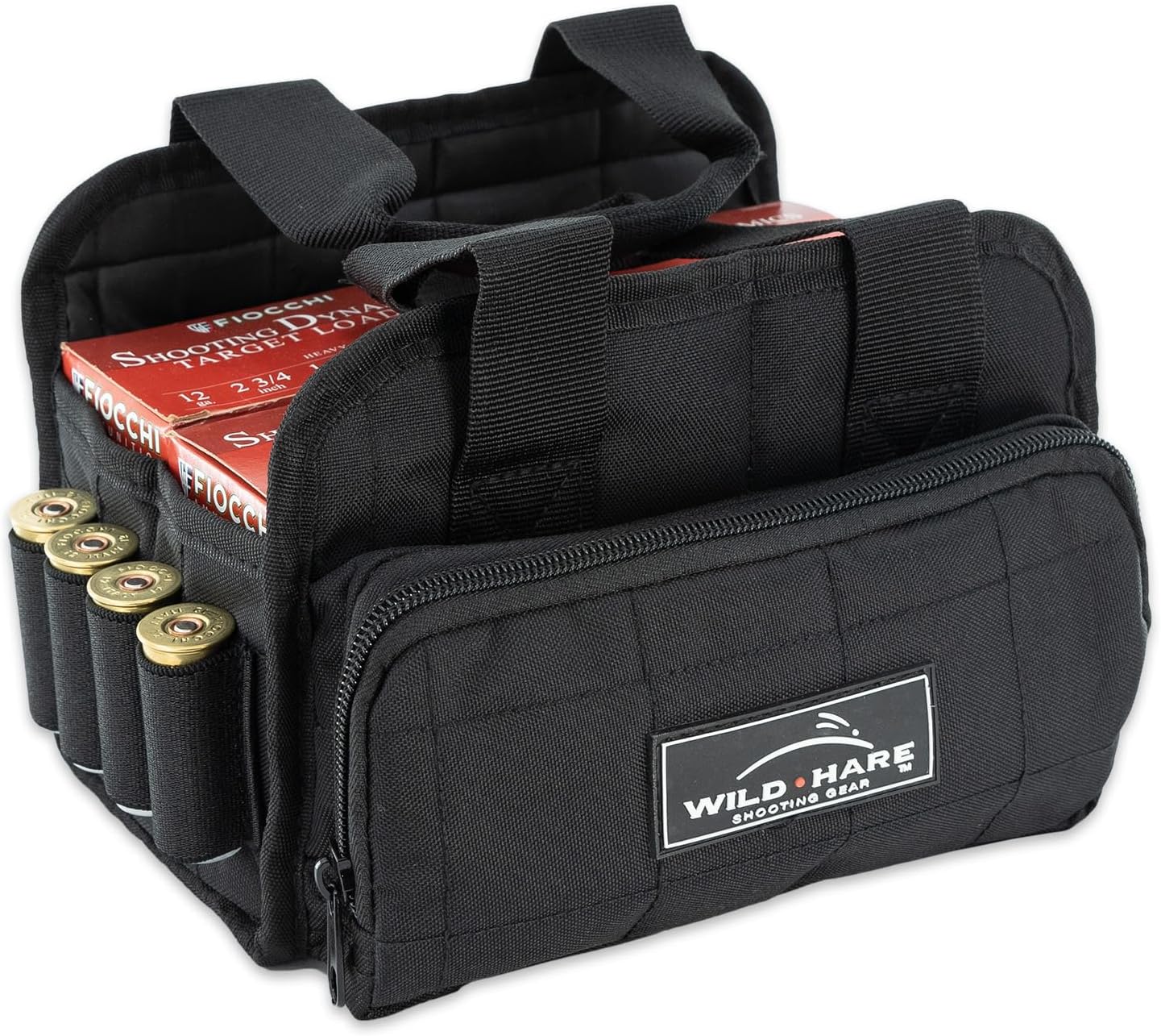Wild Hare Shooting Gear 4 Box Carrier Durable & Water Resistant - Large Side Accessories Pocket - Black