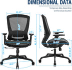 ELABEST Ergonomic Mesh Office Chair,Comfy Computer Desk Chair - BIFMA 5.1 Certified Commercial Swivel Task Chair for Home Office - Adjustable Lumbar Support & Armrests,Tilt Function,Wide Seat (Black)