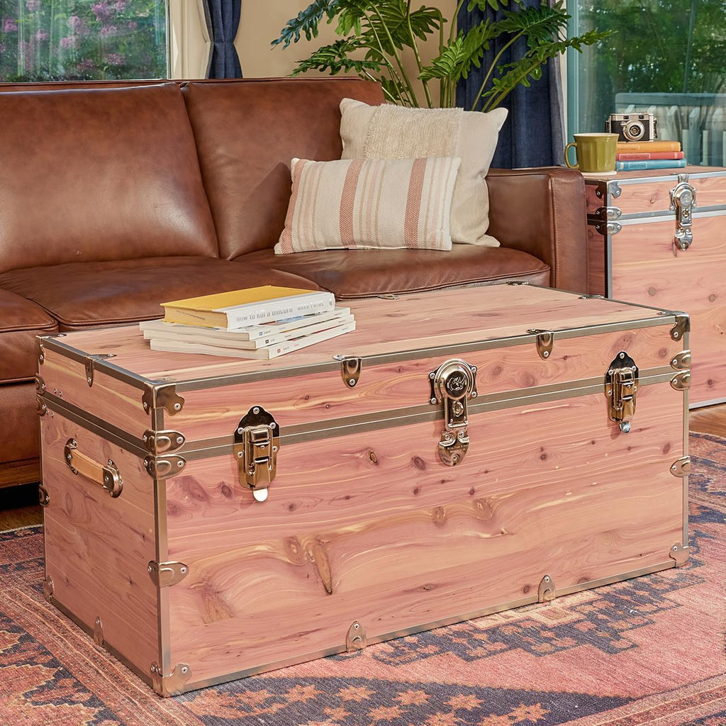 Rhino Trunk & Case Knotty Cedar Chest – XXL Storage Box, Coffee Table, End of Bed Trunk or Entryway Storage Bench – 36"x18"x18" USA-Made, Furniture Grade, Heirloom Aesthetic – Strong and Secure