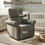 Havora Power Swivel Rocker Recliner for Nursery, Compact 29.9” Electric Glider Recliner Chair for Small Spaces, 270° Swivel, Quiet Rocking Nursing Chair for Living Room Bedroom, Dark Gray