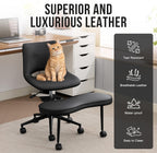 Ergonomic Cross-Legged Lounge Chair – High Lumbar Support, Adjustable Height, 360° Swivel, Wide Criss Cross Seat, Smooth Wheels – Ideal for Meditation, Yoga, ADHD – PU Leather, Black