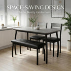 43" Dining Table Set for 4, Space Saving Kitchen Table with Upholstered Bench and 2 Chairs, Small Dining Table Set for 4, Modern Farmhouse Dinette Set for Small Dining Room, Gray